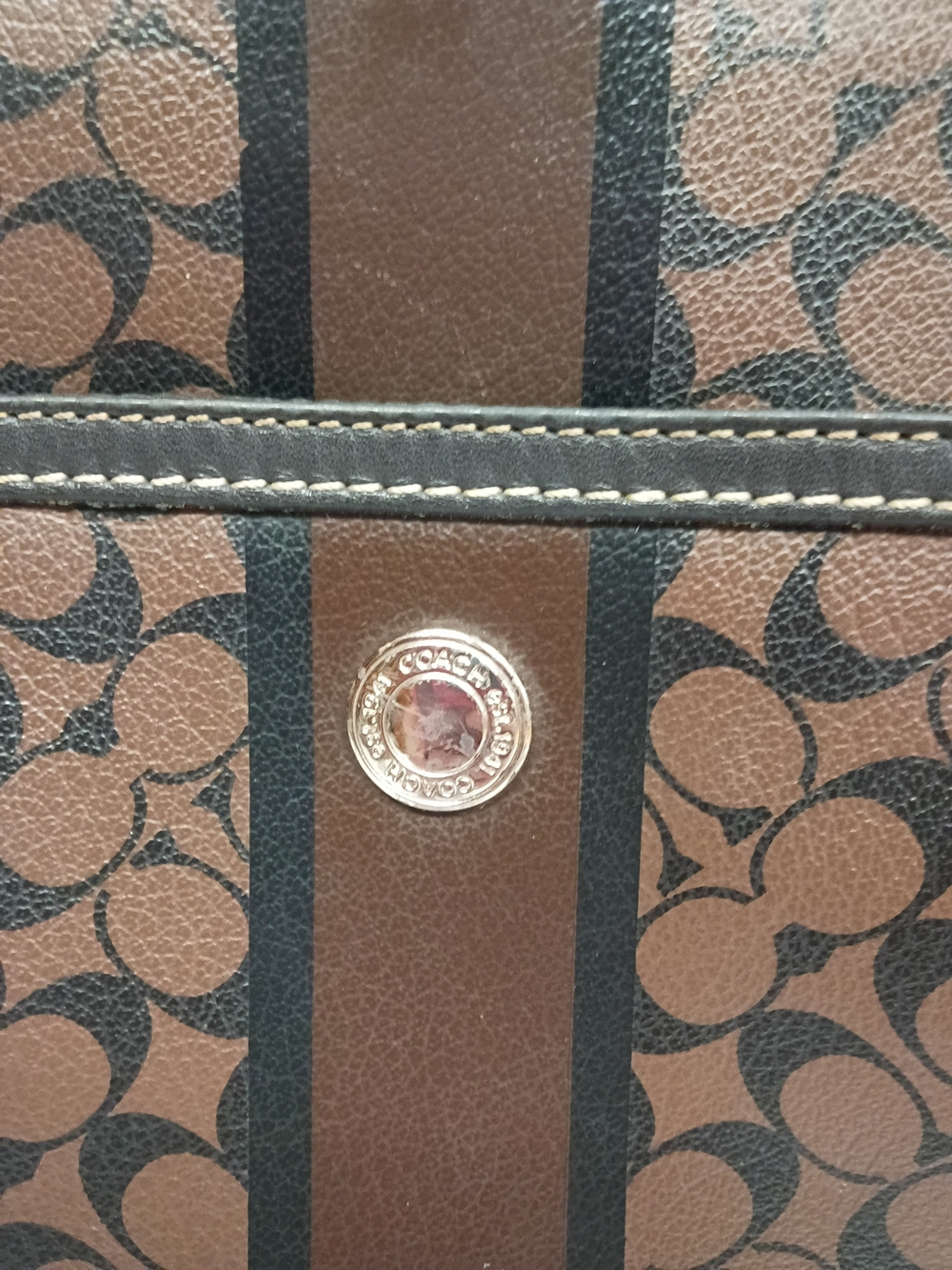 Coach Brown Signature Crossbody with Black Center Stripe - Picture 2 of 6